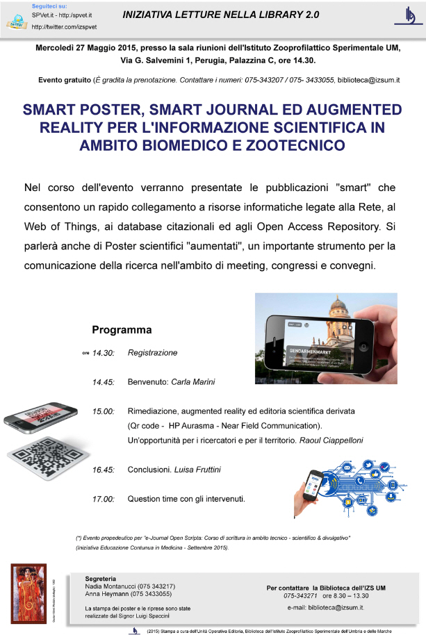 Smart Journal, Smart Poster ed Augmented Reality per l'informazione scientifica in ambito biomedicoe zootecnico - 27 Maggio 2015
