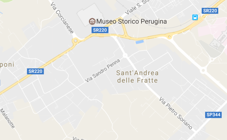 Figura 1: Area di studio e campionamento, località Sant'Andrea delle Fratte, Perugia