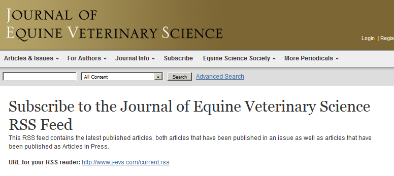 Journal of Equine Veterinary Science - RSS Feed
