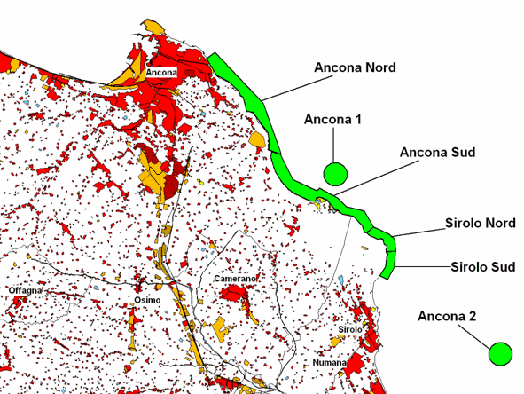 allevamenti e banchi naturali di mitili nella zona di Ancona