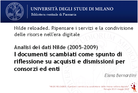 Slides su: Analisi dei dati Nilde (2005-2009)