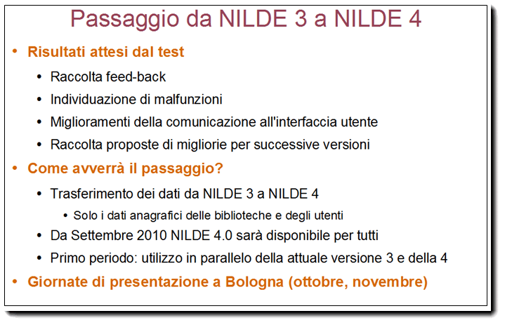 Passaggio dalla versione NILDE 3 alla nuova versione NILDE 4.0
