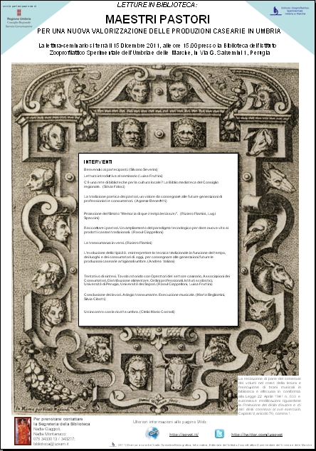 Primo poster della Lettura in biblioteca (IZS UM, Perugia, 15 Dicembre 2011)