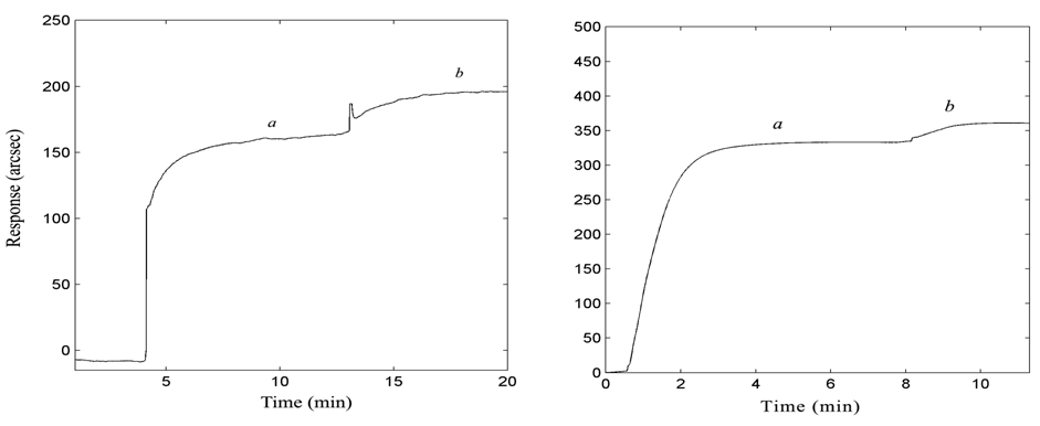 mmobilizzazione delle sonde catturanti (prima (a) e seconda (b) aggiunta) sulla superficie di streptavidina (Box A: ssDNA; Box B: ssDNA/LNA)