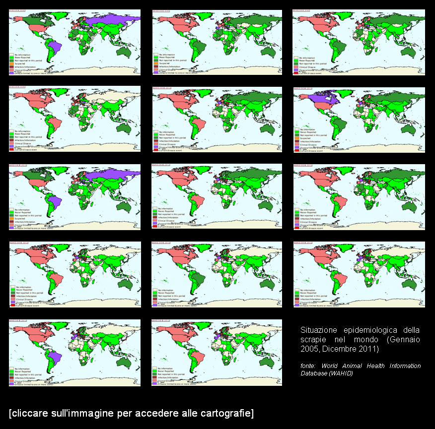 Situazione epidemiologica della scrapie nel mondo periodo: Gennaio 2005, Dicembre 2011 - World Animal Health Information Database